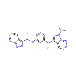 CC(C)n1cc(C(=O)c2cncc(NC(=O)c3[nH]nc4ncccc34)c2)c2cncnc21 ZINC000221759196