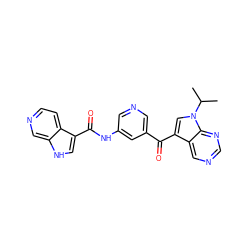 CC(C)n1cc(C(=O)c2cncc(NC(=O)c3c[nH]c4cnccc34)c2)c2cncnc21 ZINC000221757406