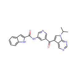 CC(C)n1cc(C(=O)c2cncc(NC(=O)c3cc4ccccc4[nH]3)c2)c2cncnc21 ZINC000221755965