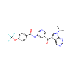 CC(C)n1cc(C(=O)c2cncc(NC(=O)c3ccc(OC(F)(F)F)cc3)c2)c2cncnc21 ZINC000169707890