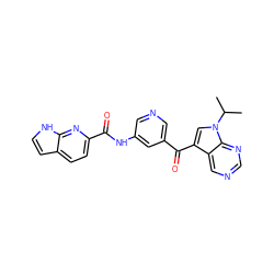 CC(C)n1cc(C(=O)c2cncc(NC(=O)c3ccc4cc[nH]c4n3)c2)c2cncnc21 ZINC000221757317