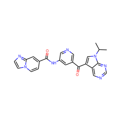 CC(C)n1cc(C(=O)c2cncc(NC(=O)c3ccn4ccnc4c3)c2)c2cncnc21 ZINC000169707957