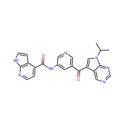 CC(C)n1cc(C(=O)c2cncc(NC(=O)c3ccnc4[nH]ccc34)c2)c2cncnc21 ZINC000221756894