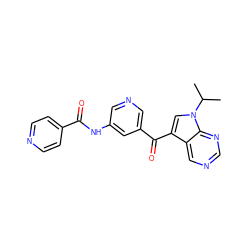 CC(C)n1cc(C(=O)c2cncc(NC(=O)c3ccncc3)c2)c2cncnc21 ZINC000169708006