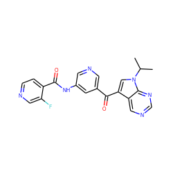 CC(C)n1cc(C(=O)c2cncc(NC(=O)c3ccncc3F)c2)c2cncnc21 ZINC000169707980