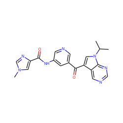 CC(C)n1cc(C(=O)c2cncc(NC(=O)c3cn(C)cn3)c2)c2cncnc21 ZINC000169707985