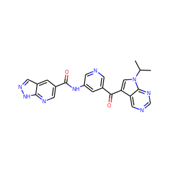 CC(C)n1cc(C(=O)c2cncc(NC(=O)c3cnc4[nH]ncc4c3)c2)c2cncnc21 ZINC000221758363