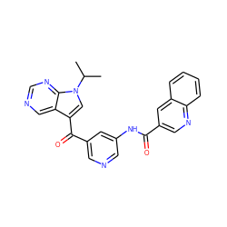 CC(C)n1cc(C(=O)c2cncc(NC(=O)c3cnc4ccccc4c3)c2)c2cncnc21 ZINC000169707932