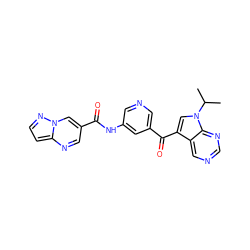 CC(C)n1cc(C(=O)c2cncc(NC(=O)c3cnc4ccnn4c3)c2)c2cncnc21 ZINC000169707945