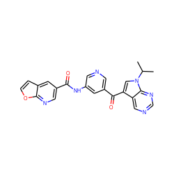 CC(C)n1cc(C(=O)c2cncc(NC(=O)c3cnc4occc4c3)c2)c2cncnc21 ZINC000169708008