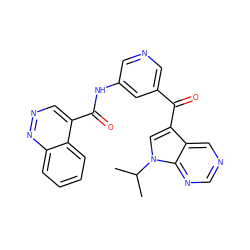 CC(C)n1cc(C(=O)c2cncc(NC(=O)c3cnnc4ccccc34)c2)c2cncnc21 ZINC000169707952