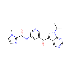 CC(C)n1cc(C(=O)c2cncc(NC(=O)c3nccn3C)c2)c2cncnc21 ZINC000169707989