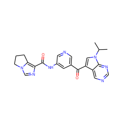 CC(C)n1cc(C(=O)c2cncc(NC(=O)c3ncn4c3CCC4)c2)c2cncnc21 ZINC000169707936