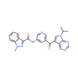 CC(C)n1cc(C(=O)c2cncc(NC(=O)c3nn(C)c4ccccc34)c2)c2cncnc21 ZINC000169707922