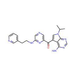 CC(C)n1cc(C(=O)c2cncc(NCCc3cccnc3)n2)c2c(N)ncnc21 ZINC000073221751