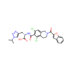 CC(C)n1cc(C[C@H](NC(=O)c2c(Cl)cc3c(c2Cl)CCN(C(=O)c2cc4ccccc4o2)C3)C(=O)O)nn1 ZINC000066111749