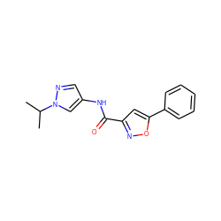 CC(C)n1cc(NC(=O)c2cc(-c3ccccc3)on2)cn1 ZINC000000815058