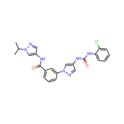 CC(C)n1cc(NC(=O)c2cccc(-n3cc(NC(=O)Nc4ccccc4Cl)cn3)c2)cn1 ZINC000299821981