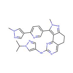 CC(C)n1cc(Nc2ncc3c(n2)-c2c(nn(C)c2-c2ccc(-c4cnn(C)c4)nc2)CC3)cn1 ZINC000205269032