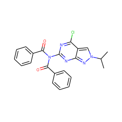 CC(C)n1cc2c(Cl)nc(N(C(=O)c3ccccc3)C(=O)c3ccccc3)nc2n1 ZINC000103263556