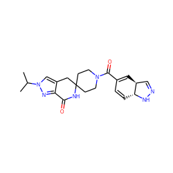 CC(C)n1cc2c(n1)C(=O)NC1(CCN(C(=O)C3=C[C@H]4C=NN[C@@H]4C=C3)CC1)C2 ZINC000261109931