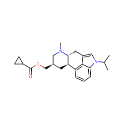 CC(C)n1cc2c3c(cccc31)[C@H]1C[C@@H](COC(=O)C3CC3)CN(C)[C@@H]1C2 ZINC000013793956