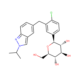 CC(C)n1cc2cc(Cc3cc([C@@H]4O[C@H](CO)[C@@H](O)[C@H](O)[C@H]4O)ccc3Cl)ccc2n1 ZINC000142358956