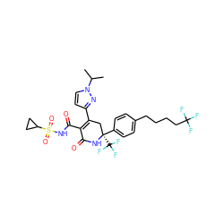 CC(C)n1ccc(C2=C(C(=O)NS(=O)(=O)C3CC3)C(=O)N[C@@](c3ccc(CCCCC(F)(F)F)cc3)(C(F)(F)F)C2)n1 ZINC001772645467