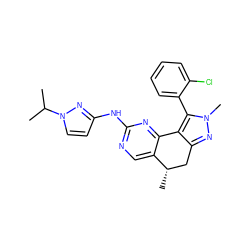 CC(C)n1ccc(Nc2ncc3c(n2)-c2c(nn(C)c2-c2ccccc2Cl)C[C@@H]3C)n1 ZINC000169702157