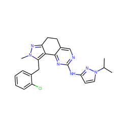 CC(C)n1ccc(Nc2ncc3c(n2)-c2c(nn(C)c2Cc2ccccc2Cl)CC3)n1 ZINC000169702303