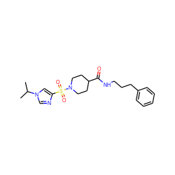 CC(C)n1cnc(S(=O)(=O)N2CCC(C(=O)NCCCc3ccccc3)CC2)c1 ZINC000064957636