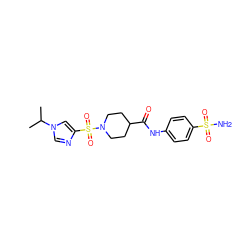 CC(C)n1cnc(S(=O)(=O)N2CCC(C(=O)Nc3ccc(S(N)(=O)=O)cc3)CC2)c1 ZINC000035505765