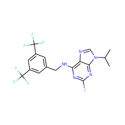 CC(C)n1cnc2c(NCc3cc(C(F)(F)F)cc(C(F)(F)F)c3)nc(I)nc21 ZINC000027330958