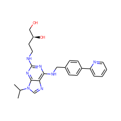 CC(C)n1cnc2c(NCc3ccc(-c4ccccn4)cc3)nc(NCC[C@H](O)CO)nc21 ZINC000084742537