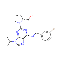 CC(C)n1cnc2c(NCc3cccc(Br)c3)nc(N3CCC[C@@H]3CO)nc21 ZINC000013834637