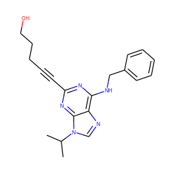 CC(C)n1cnc2c(NCc3ccccc3)nc(C#CCCCO)nc21 ZINC000013834573