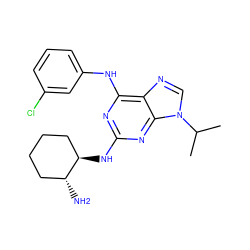 CC(C)n1cnc2c(Nc3cccc(Cl)c3)nc(N[C@@H]3CCCC[C@H]3N)nc21 ZINC001772601134