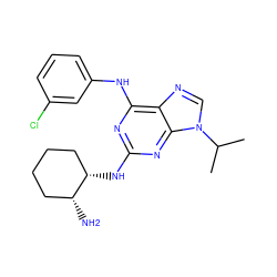 CC(C)n1cnc2c(Nc3cccc(Cl)c3)nc(N[C@H]3CCCC[C@H]3N)nc21 ZINC001772631712