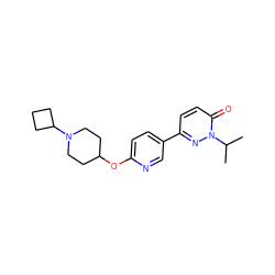 CC(C)n1nc(-c2ccc(OC3CCN(C4CCC4)CC3)nc2)ccc1=O ZINC000082151250