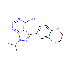 CC(C)n1nc(-c2ccc3c(c2)OCCO3)c2c(N)ncnc21 ZINC000064499218