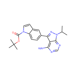 CC(C)n1nc(-c2ccc3c(ccn3C(=O)OC(C)(C)C)c2)c2c(N)ncnc21 ZINC000064564517