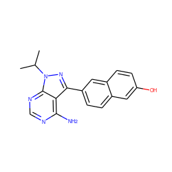 CC(C)n1nc(-c2ccc3cc(O)ccc3c2)c2c(N)ncnc21 ZINC000064744278