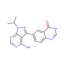 CC(C)n1nc(-c2ccc3nc[nH]c(=O)c3c2)c2c(N)ncnc21 ZINC000064503782