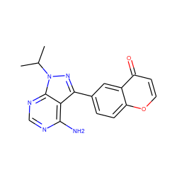 CC(C)n1nc(-c2ccc3occc(=O)c3c2)c2c(N)ncnc21 ZINC000064516831