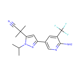 CC(C)n1nc(-c2cnc(N)c(C(F)(F)F)c2)cc1C(C)(C)C#N ZINC000146454971