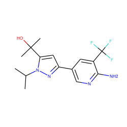 CC(C)n1nc(-c2cnc(N)c(C(F)(F)F)c2)cc1C(C)(C)O ZINC000146509966