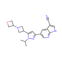 CC(C)n1nc(-c2cnc3[nH]cc(C#N)c3c2)cc1C1CN(C2COC2)C1 ZINC000146484875