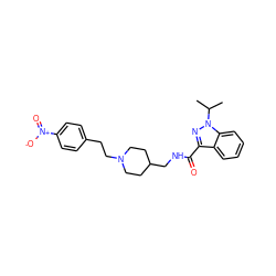 CC(C)n1nc(C(=O)NCC2CCN(CCc3ccc([N+](=O)[O-])cc3)CC2)c2ccccc21 ZINC000006717470