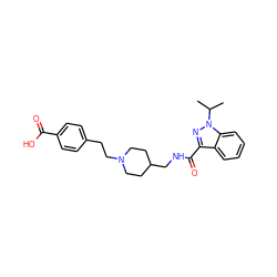 CC(C)n1nc(C(=O)NCC2CCN(CCc3ccc(C(=O)O)cc3)CC2)c2ccccc21 ZINC000095574520