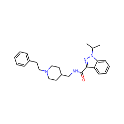 CC(C)n1nc(C(=O)NCC2CCN(CCc3ccccc3)CC2)c2ccccc21 ZINC000013918476